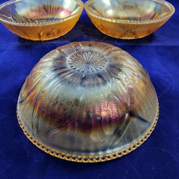 Lot of 3 Jeannette Iris Iridescent Depression Carnival Glass Beaded Berr… - Picture 5 of 5